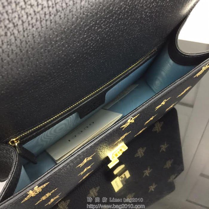GUCCI古馳 新款 專櫃品質 原單 524405全皮蜜蜂印金 克色 單肩 斜挎包HY1339